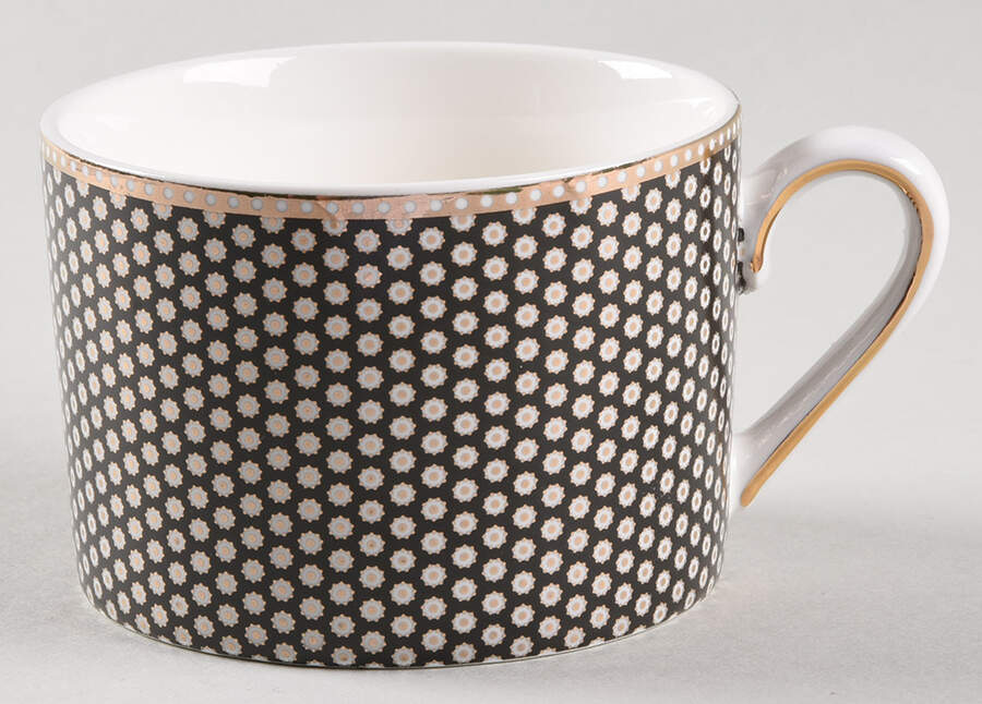Black Gold Dots Flat Cup by Grace's Teaware-1