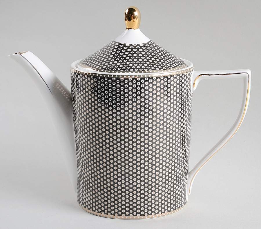 Black Gold Dots Tea/Coffee Pot & Lid by Grace's Teaware-1