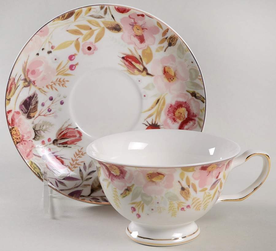 Floral Feast Footed Cup & Saucer Set by Grace's Teaware-1
