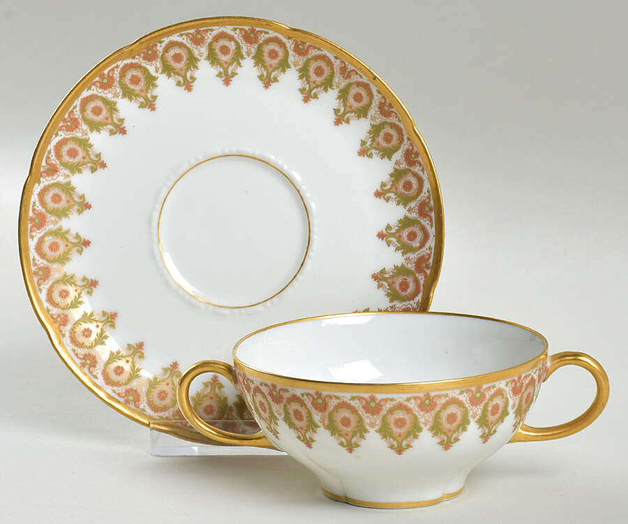 GUE828 Flat Bouillon Cup & Saucer by WM Guerin-1