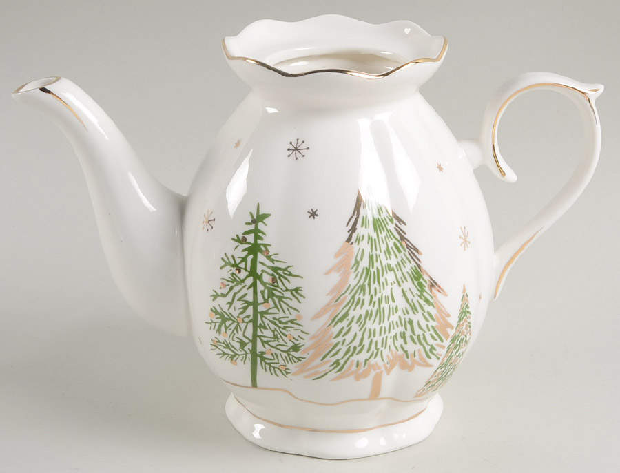 Green Gold Trees Teapot No Lid by Grace's Teaware-1