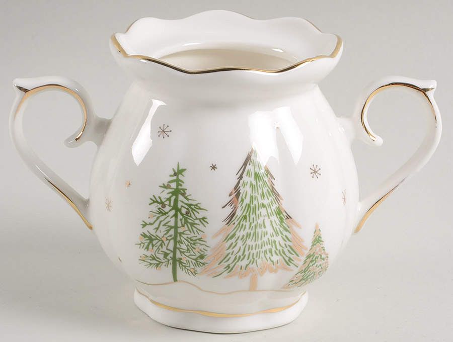 Green Gold Trees Sugar Bowl No Lid by Grace's Teaware-1