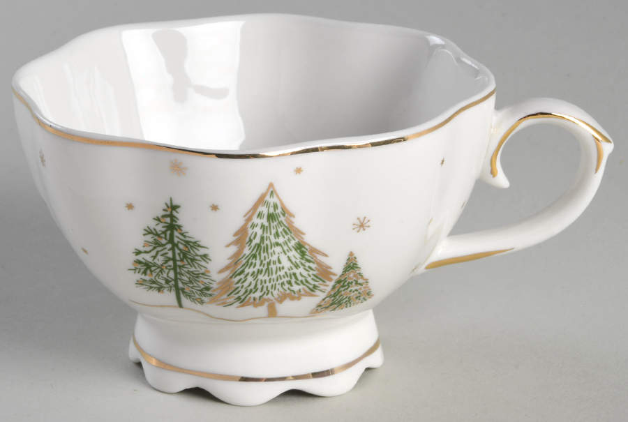Green Gold Trees Footed Cup by Grace's Teaware-1