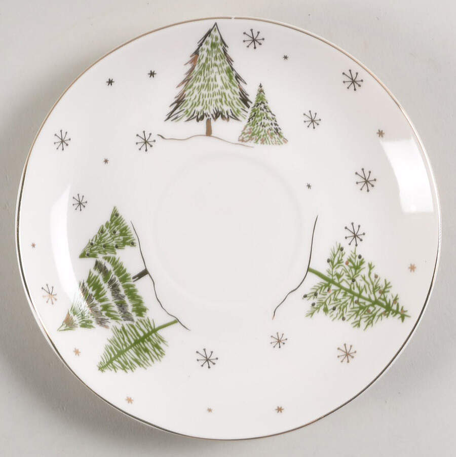 Green Gold Trees Saucer for Tea for 1 by Grace's Teaware-1