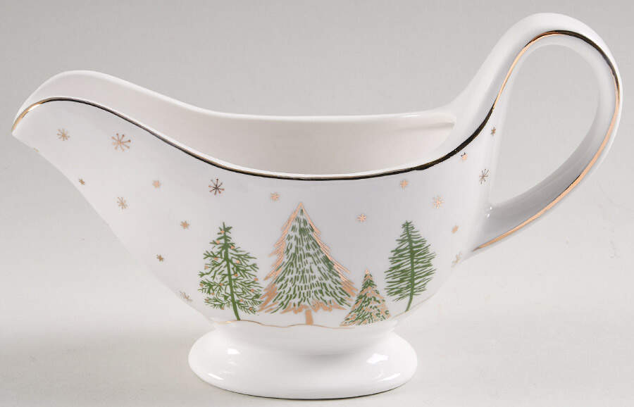 Green Gold Trees Gravy Boat by Grace's Teaware-1