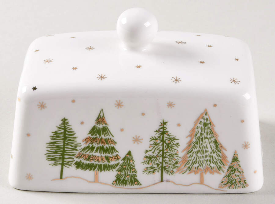 Green Gold Trees Lid for 1/4 Lb Butter by Grace's Teaware-1