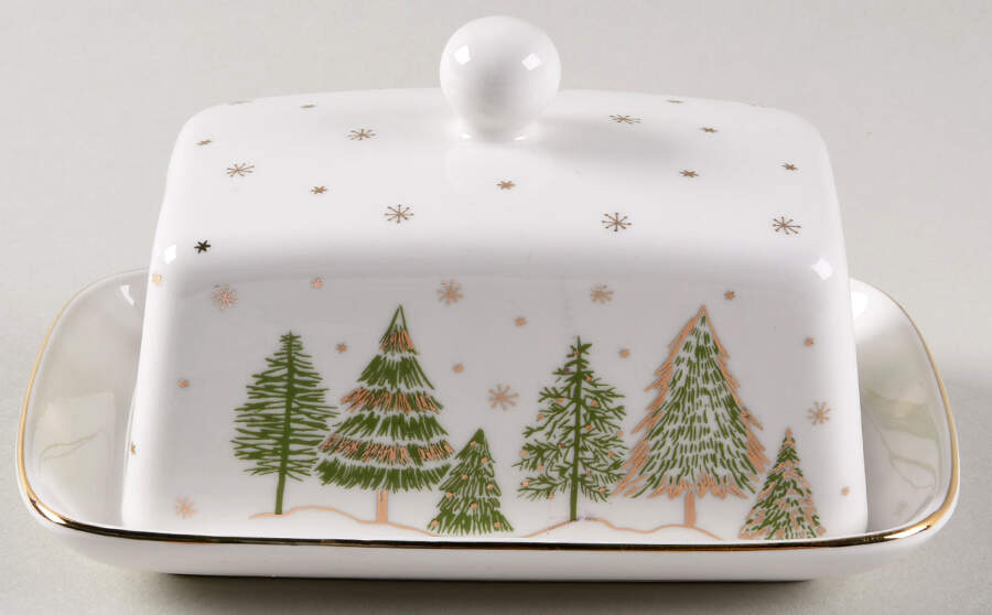 Green Gold Trees 1/4 Lb Covered Butter by Grace's Teaware-1