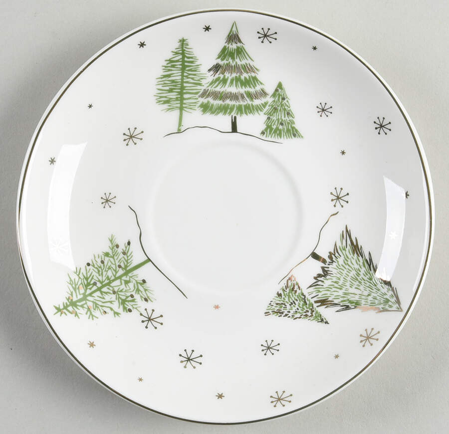 Green Gold Trees Saucer for Tea for 1 by Grace's Teaware-1