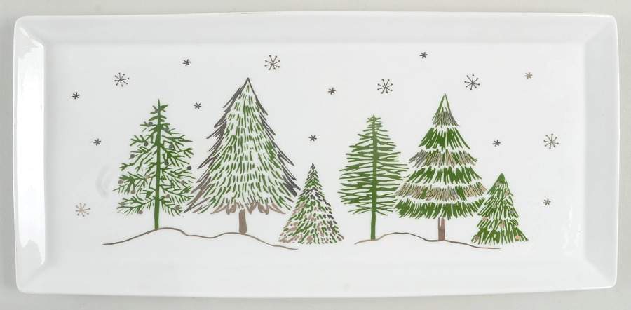 Green Gold Trees Rectangular Tray by Grace's Teaware-1