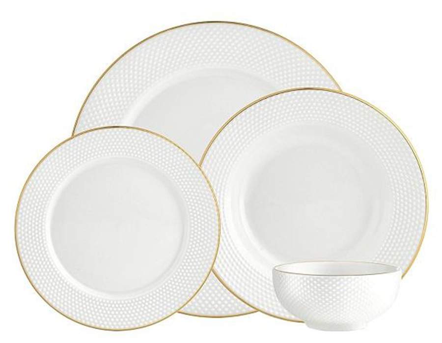 Pique (Gold Trim) Dinner Plate by Godinger-1