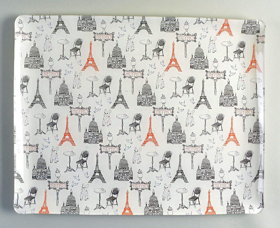 Ca C'est Paris 18" Acrylic Rectangular Tray by Faiencerie De Gien-1