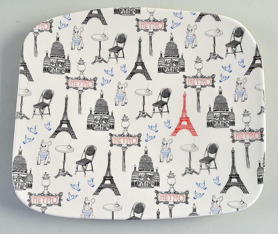 Ca C'est Paris 9" Rectangular Plate by Faiencerie De Gien-1