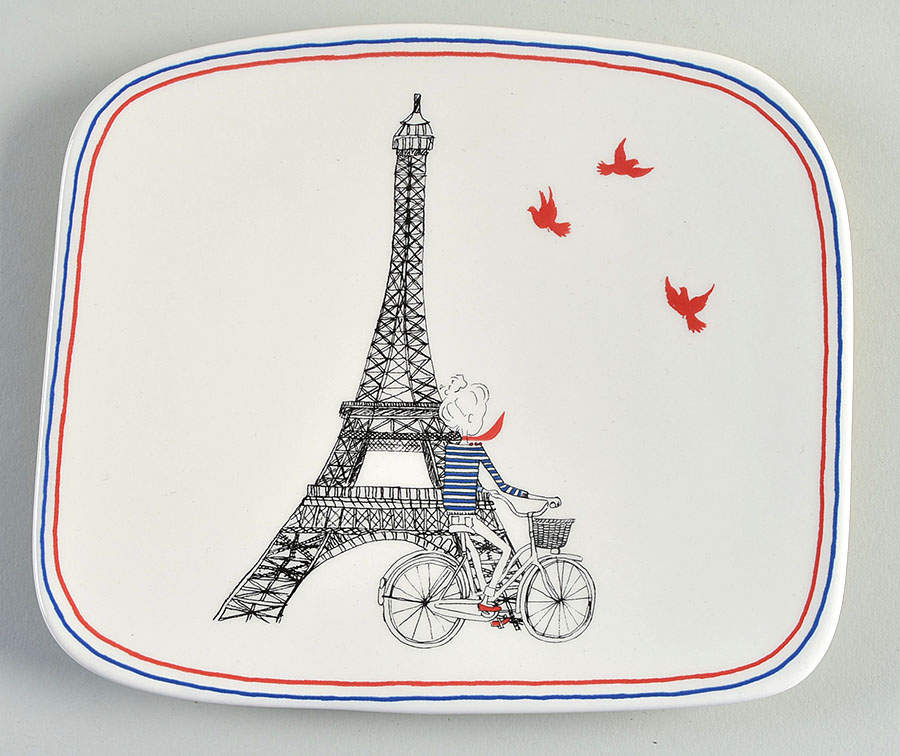 Ca C'est Paris 7" Rectangular Plate by Faiencerie De Gien-1