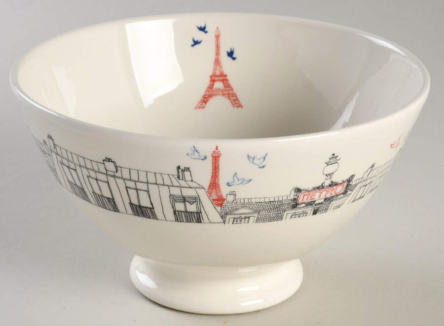 Ca C'est Paris 22" Round Deep Bowl by Faiencerie De Gien-1