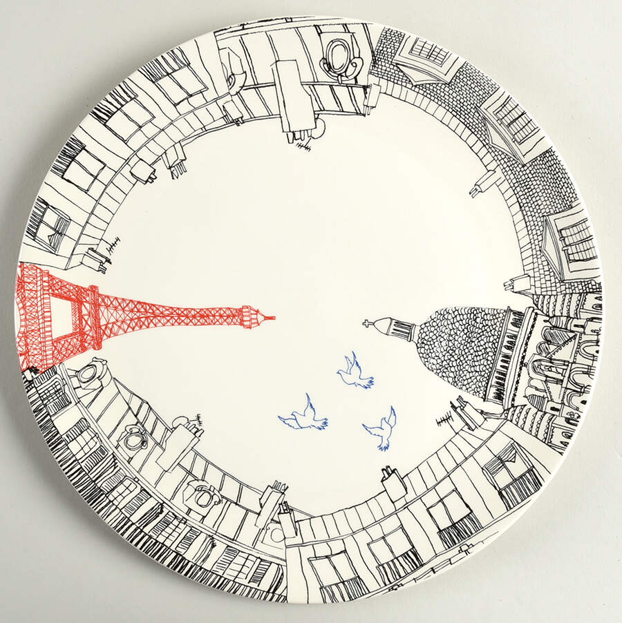 Ca C'est Paris Cake Plate by Faiencerie De Gien-1