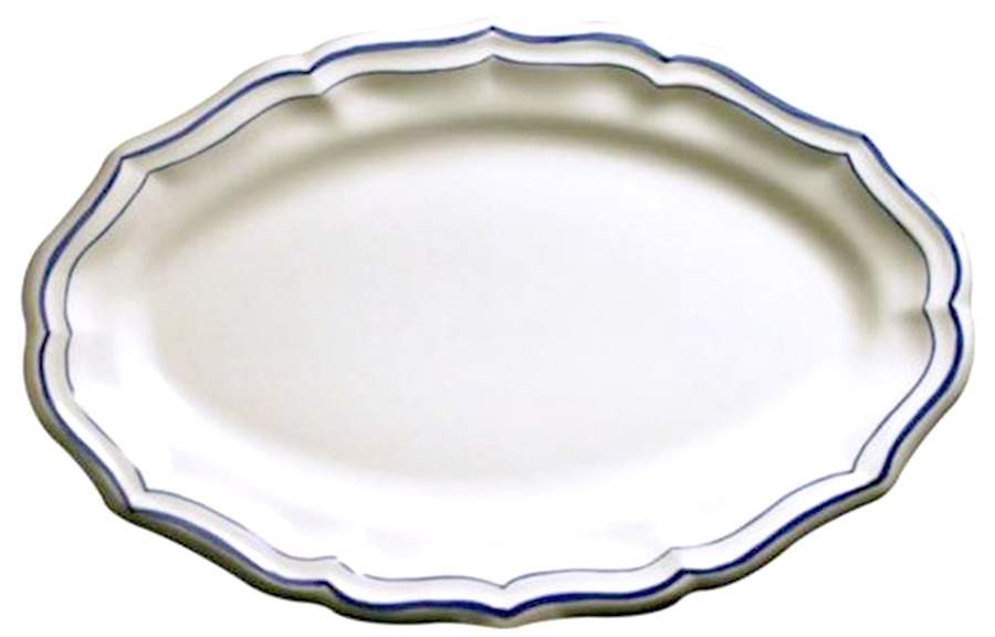 Filets Indigo (Dark Blue) 16" Oval Serving Platter by Faiencerie De Gien-1