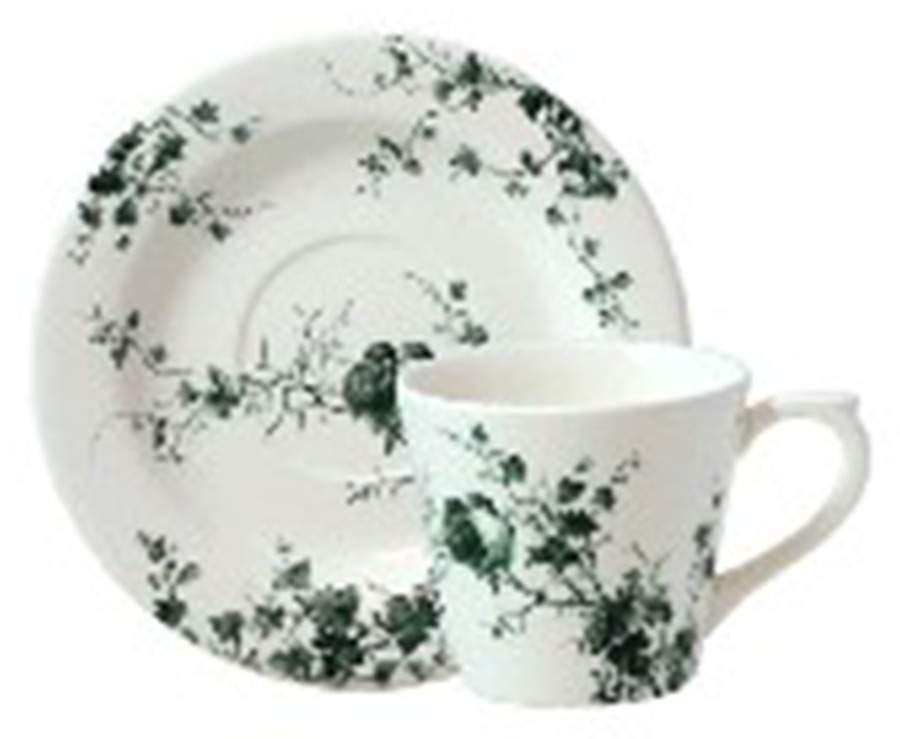Les Oiseaux Flat Cup & Saucer Set by Faiencerie De Gien-1