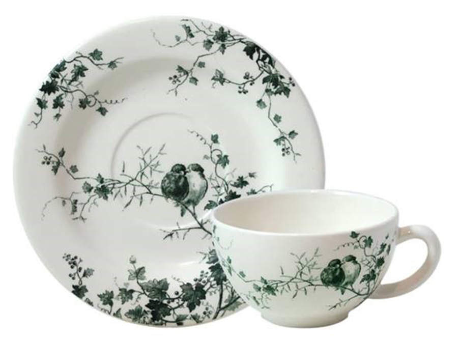 Les Oiseaux Breakfast Cup & Saucer Set by Faiencerie De Gien-1