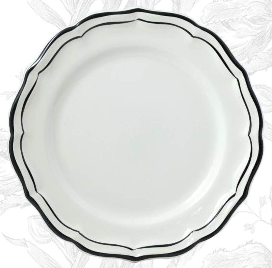 Filets  Manganese Midnight (Black) Dinner Plate by Faiencerie De Gien-1