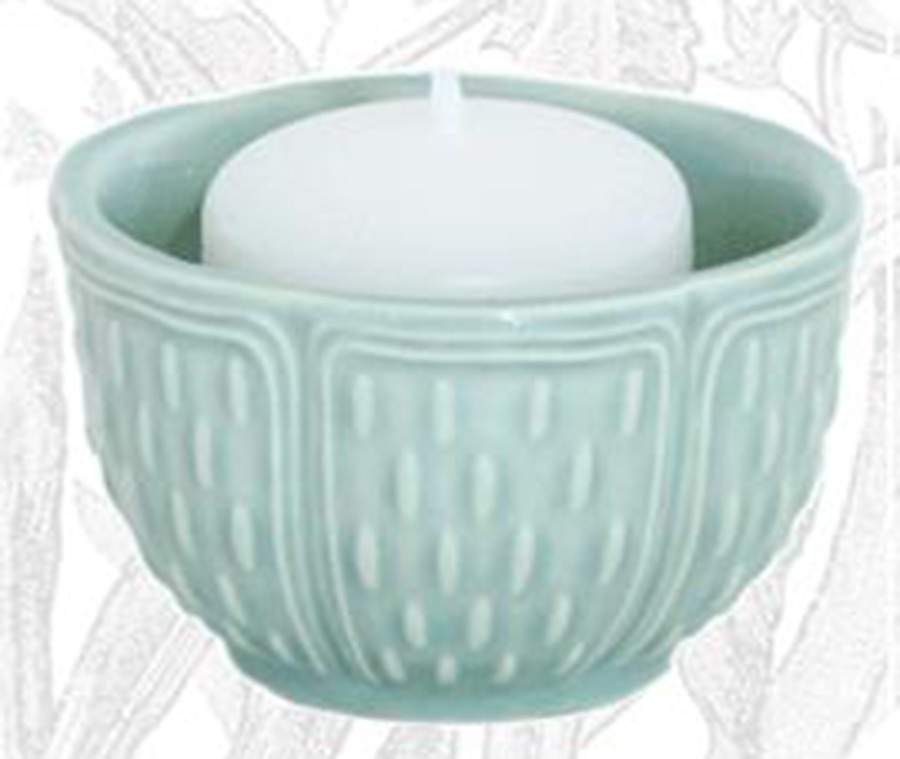 Pont Aux Choux Celadon (Earth Grey) Votive Candleholder by Faiencerie De Gien-1