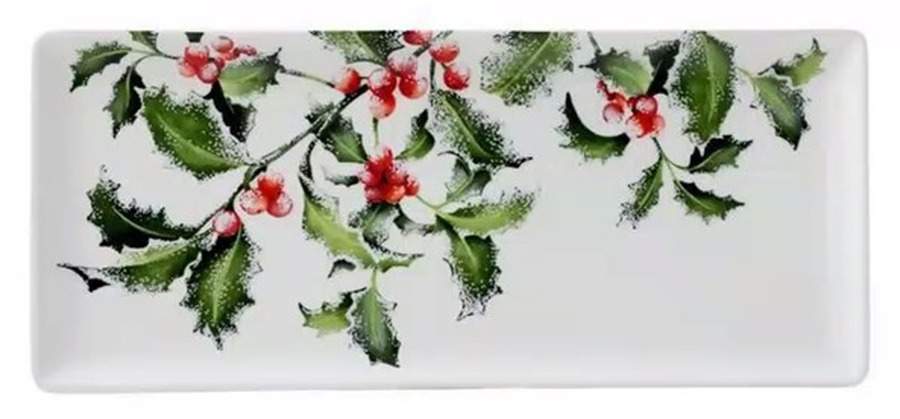 Holly Oblong Tray 14" by Faiencerie De Gien-1