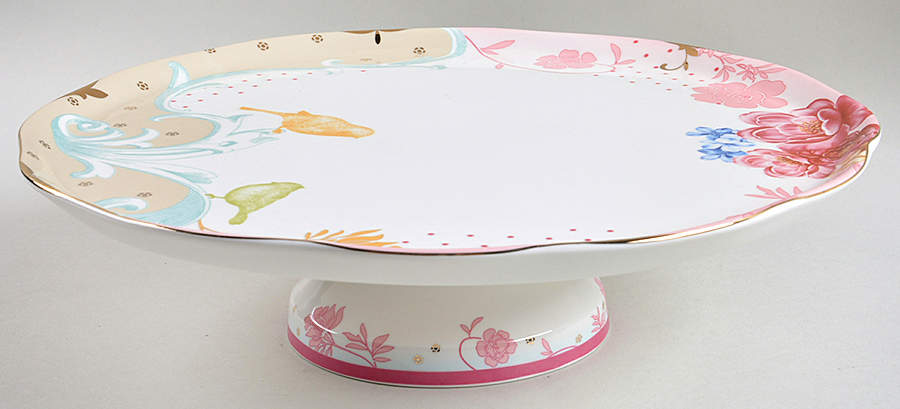 Pink Rose Dots 12" Diameter Pedestal Cake Stand by Grace's Teaware-1