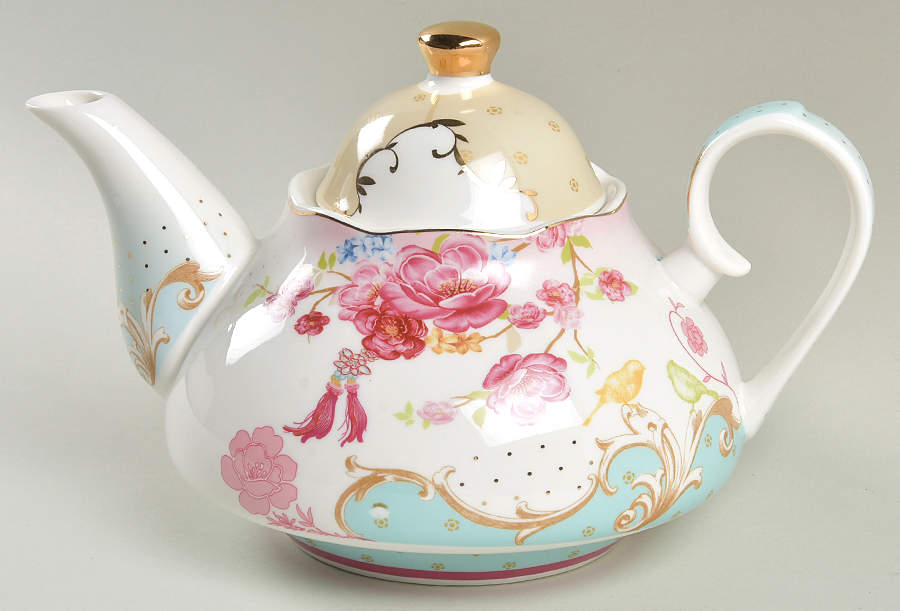 Pink Rose Dots Teapot & Lid by Grace's Teaware-1