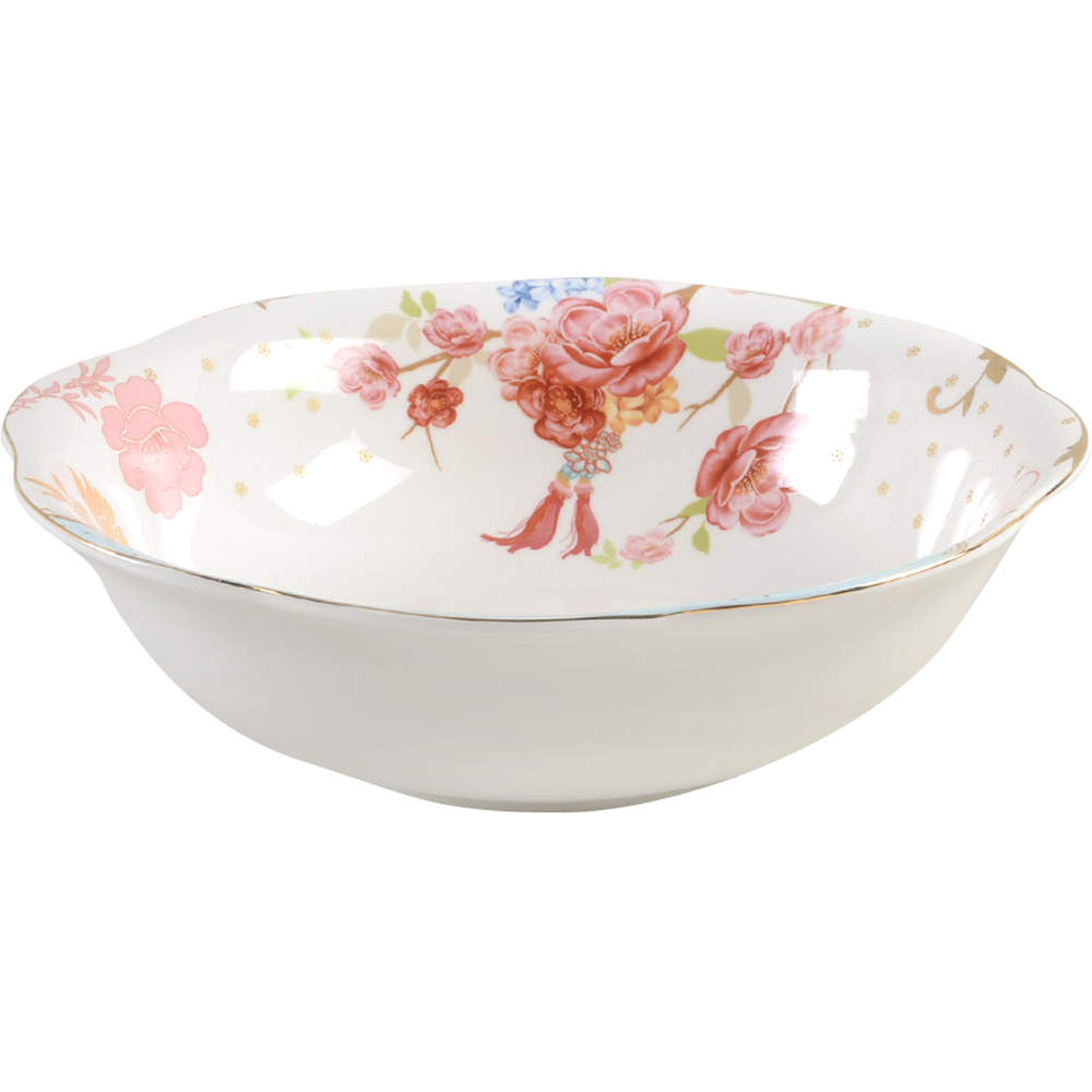 Pink Rose Dots 9" Round Serving Bowl by Grace's Teaware-1