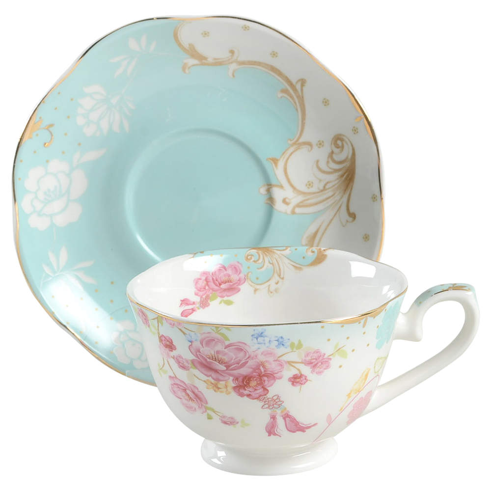 Pink Rose Dots Footed Cup & Saucer Set by Grace's Teaware-1