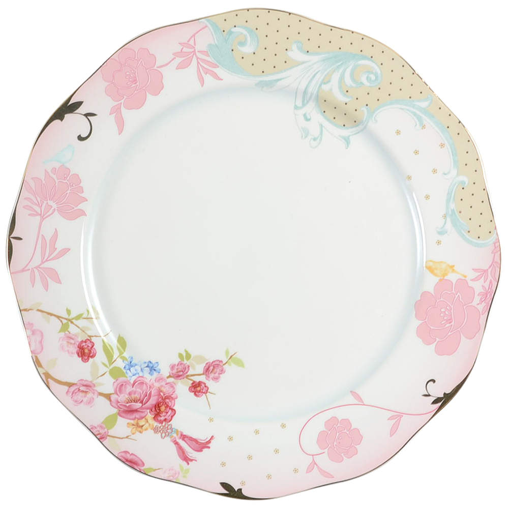 Pink Rose Dots Dinner Plate by Grace's Teaware-1