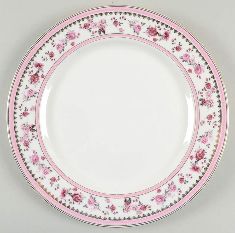 Pink Rose (Pink Band) Dinner Plate by Grace's Teaware-1