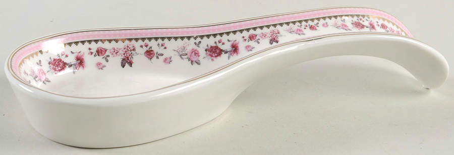 Pink Rose (Pink Band) Spoon Rest/Holder (Holds 1 Spoon) by Grace's Teaware-1