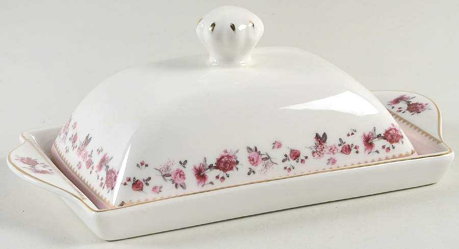 Pink Rose (Pink Band) 1/4 Lb Covered Butter by Grace's Teaware-1
