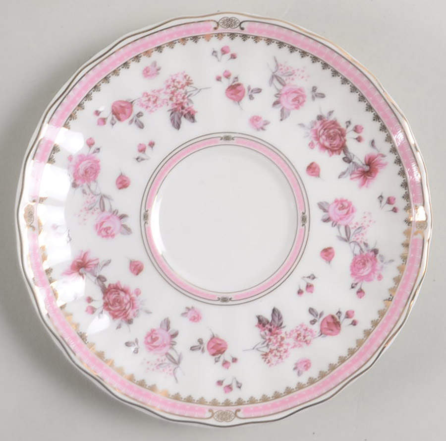 Pink Rose (Pink Band) Saucer for Latte Cup by Grace's Teaware-1