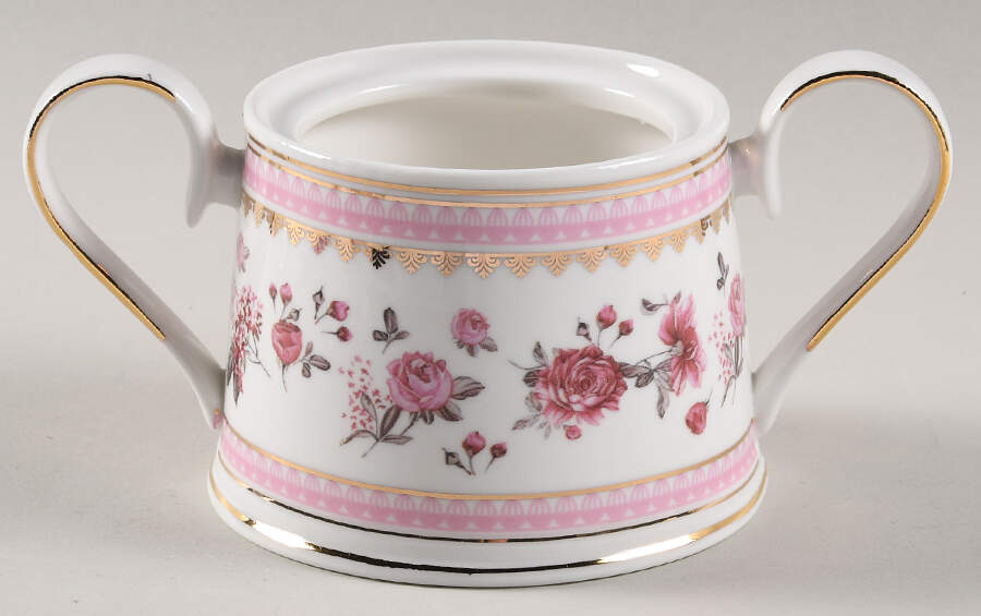 Pink Rose (Pink Band) Sugar Bowl No Lid by Grace's Teaware-1