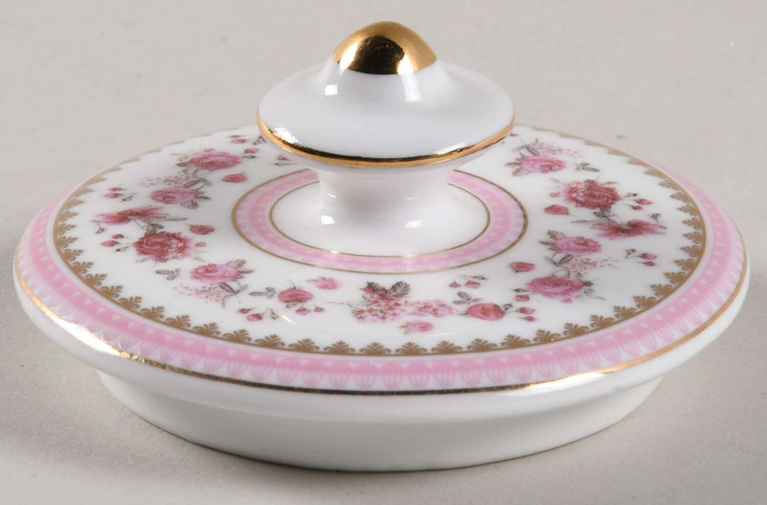 Pink Rose (Pink Band) Lid for Sugar Bowl by Grace's Teaware-1
