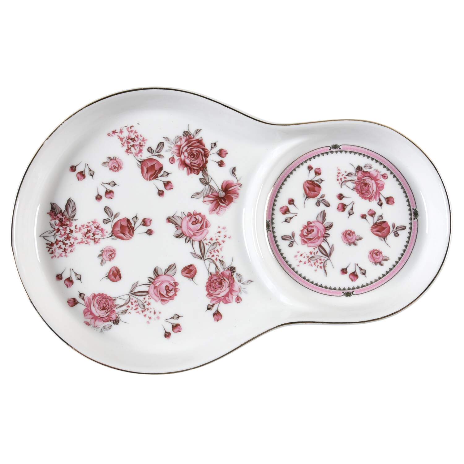 Pink Rose (Pink Band) Snack Plate by Grace's Teaware-1