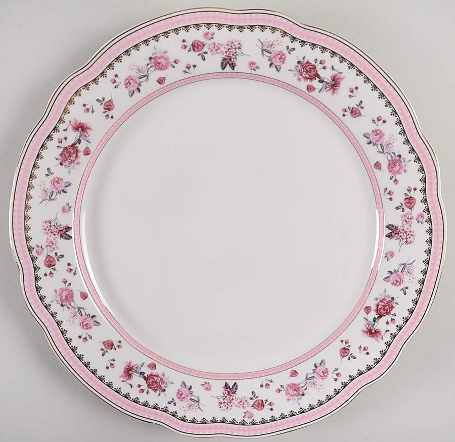 Pink Rose (Pink Band) Dinner Plate by Grace's Teaware-1