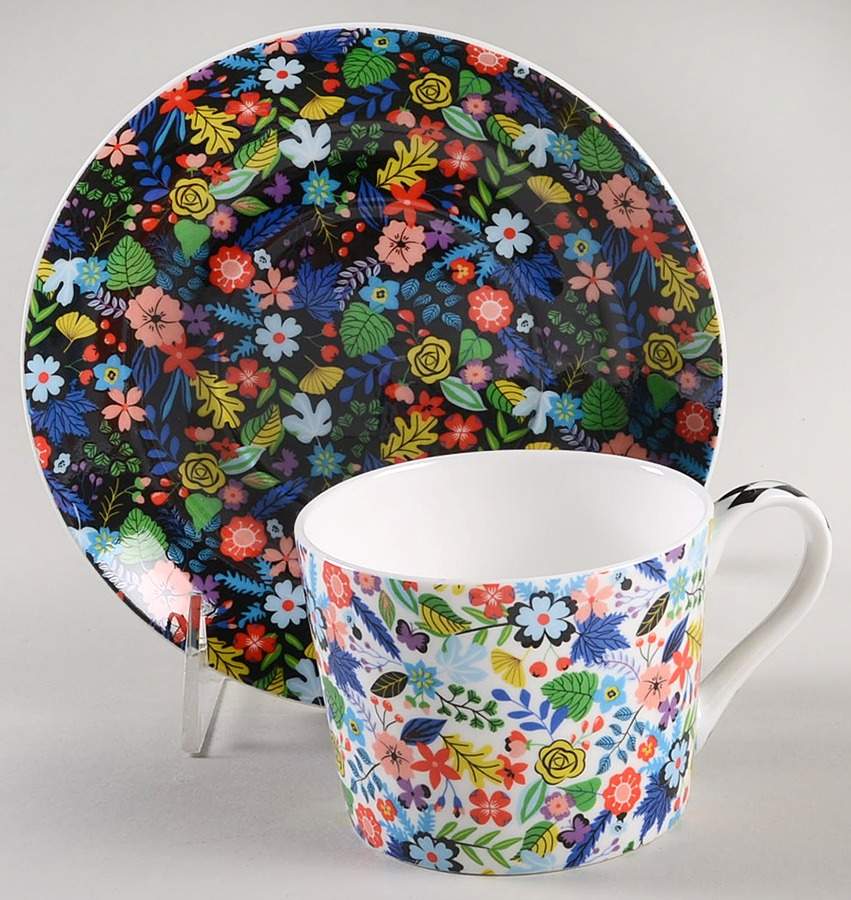 Mad Hatter Flat Cup & Saucer Set by Gracie Bone China-1
