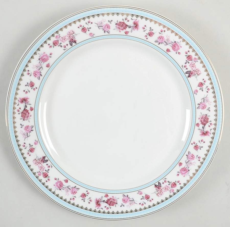 Pink Rose (Blue Band) Dinner Plate by Grace's Teaware-1
