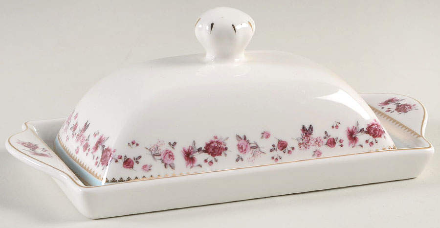Pink Rose (Blue Band) 1/4 Lb Covered Butter by Grace's Teaware-1