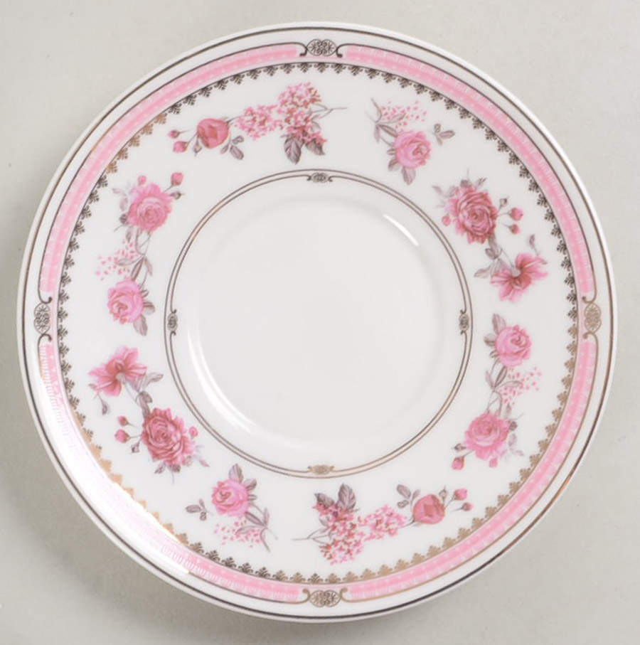 Pink Rose (Blue Band) Saucer for Latte Cup by Grace's Teaware-1