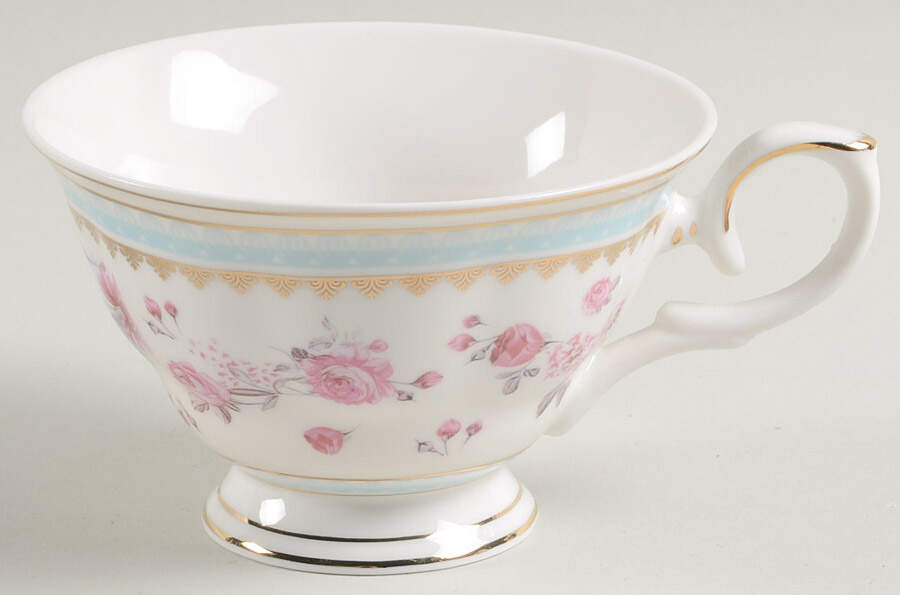 Pink Rose (Blue Band) Footed Cup by Grace's Teaware-1