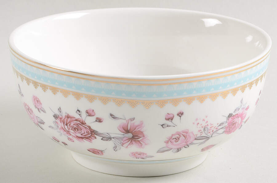 Pink Rose (Blue Band) Soup/Cereal Bowl by Grace's Teaware-1