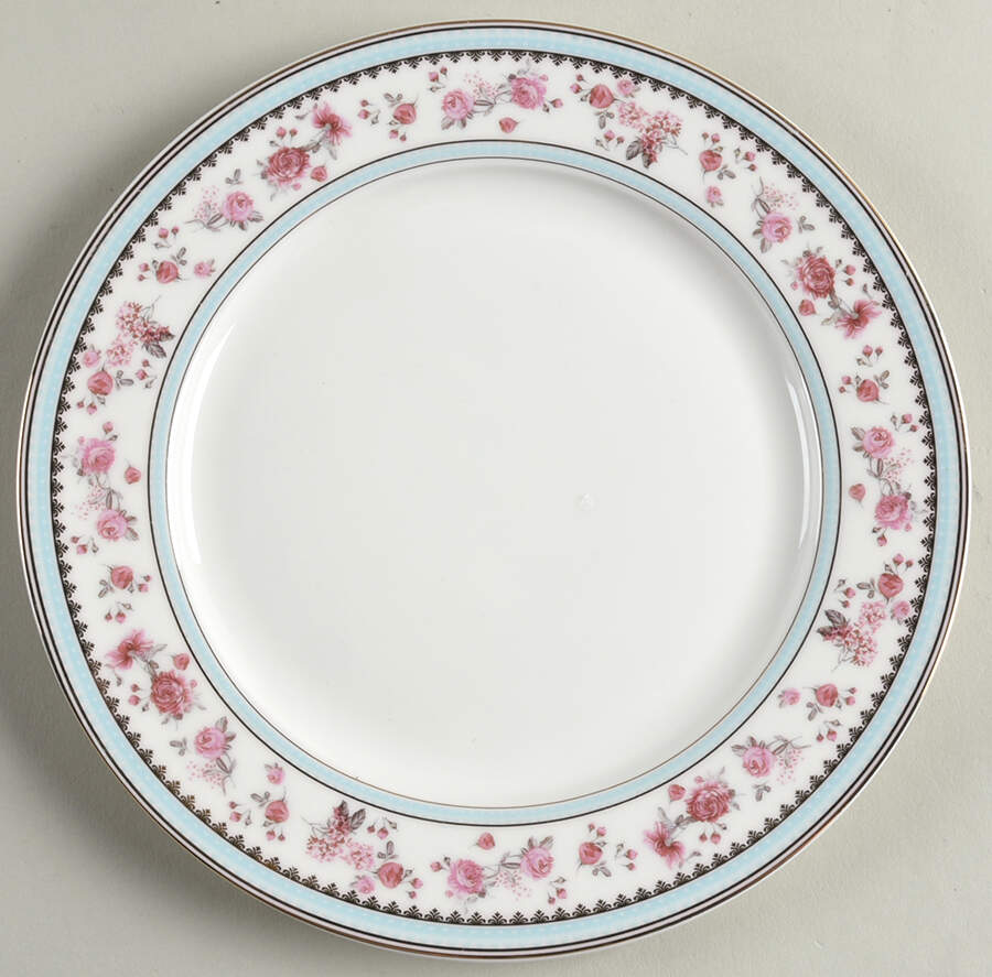 Pink Rose (Blue Band) Salad/Dessert Plate by Grace's Teaware-1