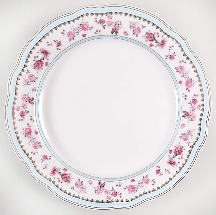 Pink Rose (Blue Band) Salad/Dessert Plate by Grace's Teaware-1