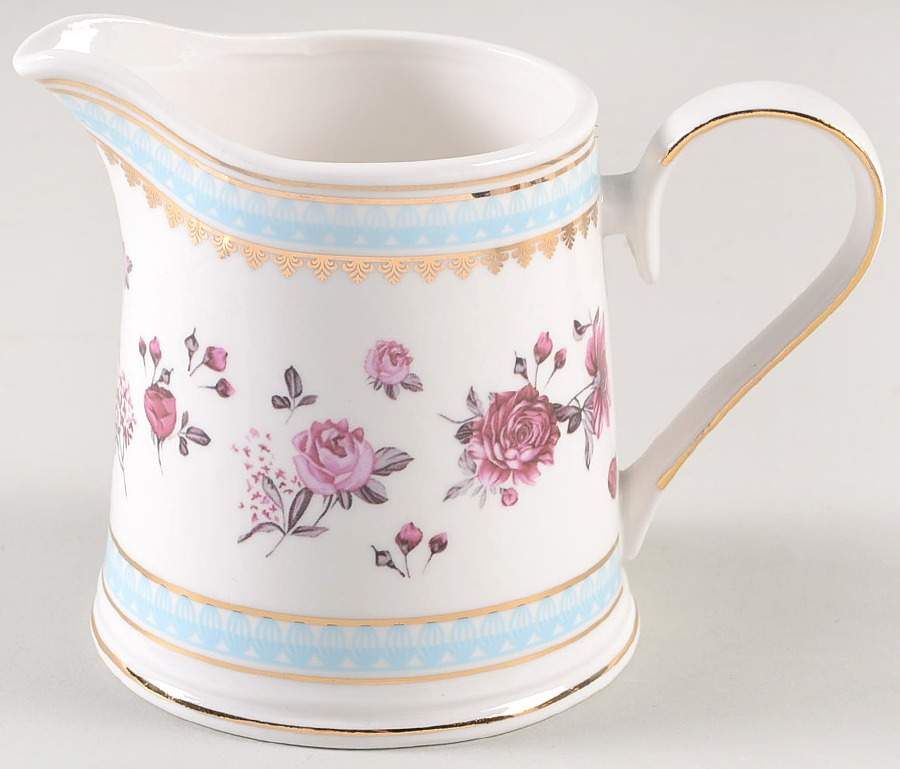 Pink Rose (Blue Band) Creamer by Grace's Teaware-1