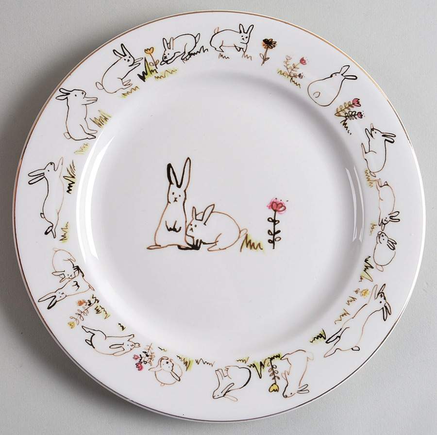 Bunny Meadow Salad/Dessert Plate by Grace's Teaware-1
