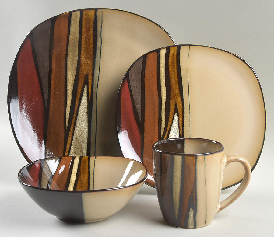 Matrice Red 4 Piece Place Setting by Gibson Designs-1
