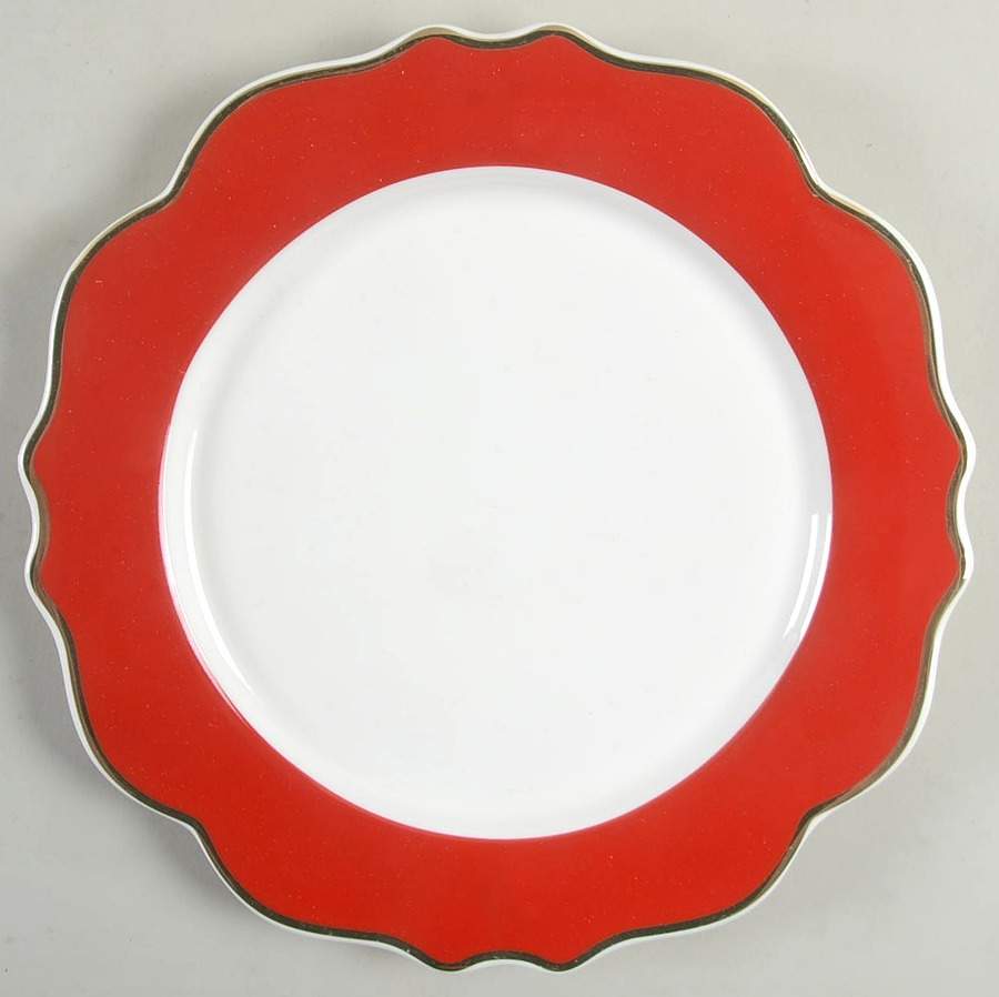 Red Band Scallop Salad Plate by Grace's Teaware-1
